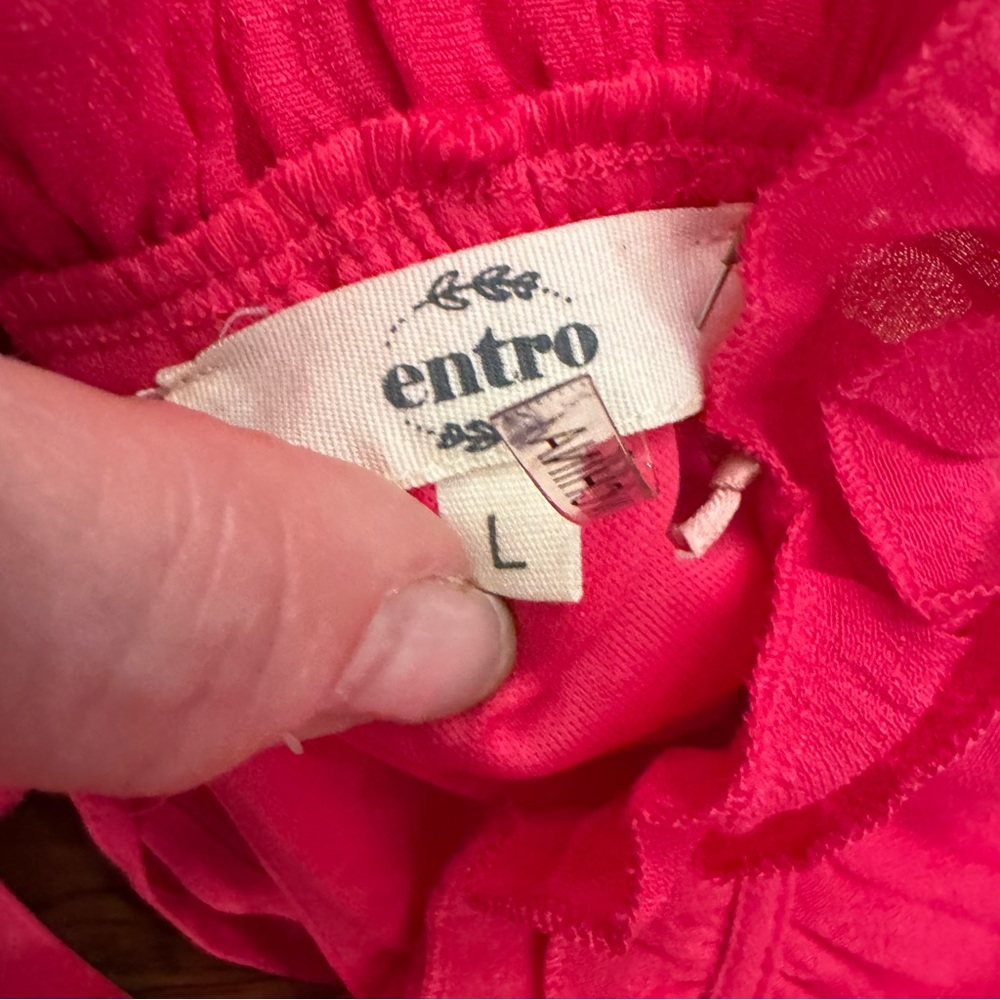 Entro Fuchsia Tiered Halter Flowy Maxi Dress Lined Women Size Large NWT - Picture 8 of 16